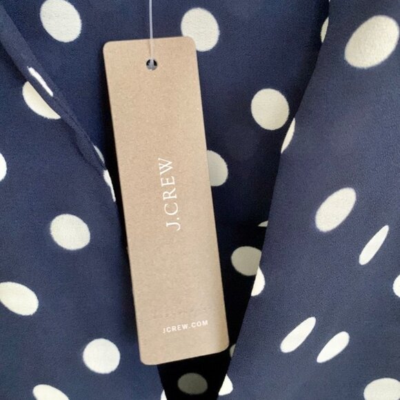 J. Crew Drapey cap-sleeve top in polka dot Navy and White L NWT - Picture 11 of 12